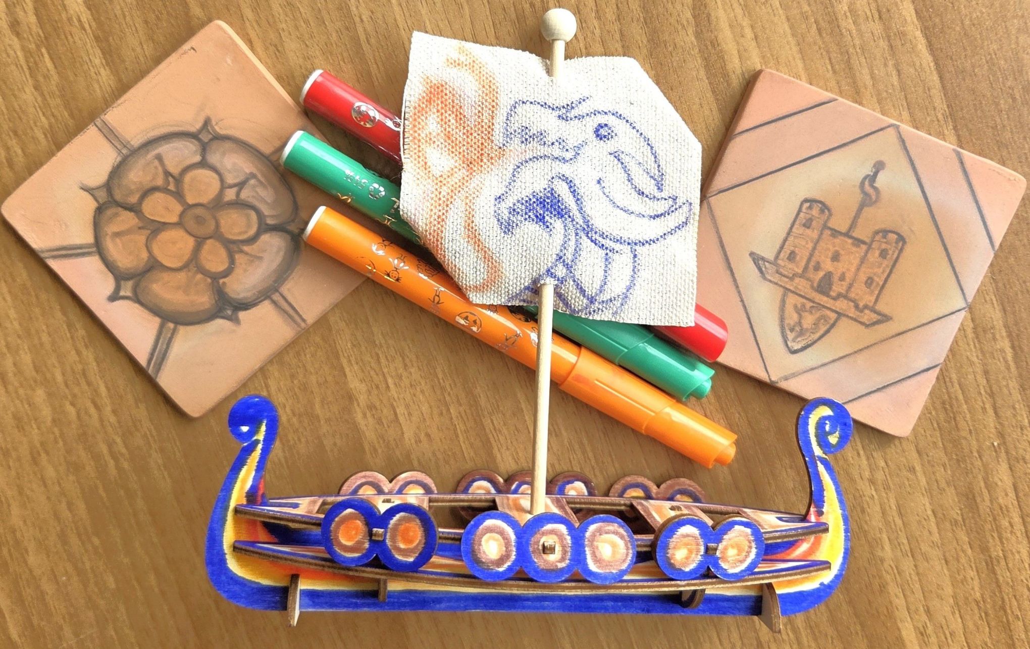 Archaeology Crafts at Clitheroe Castle - Medieval Tiles and Roman Ships