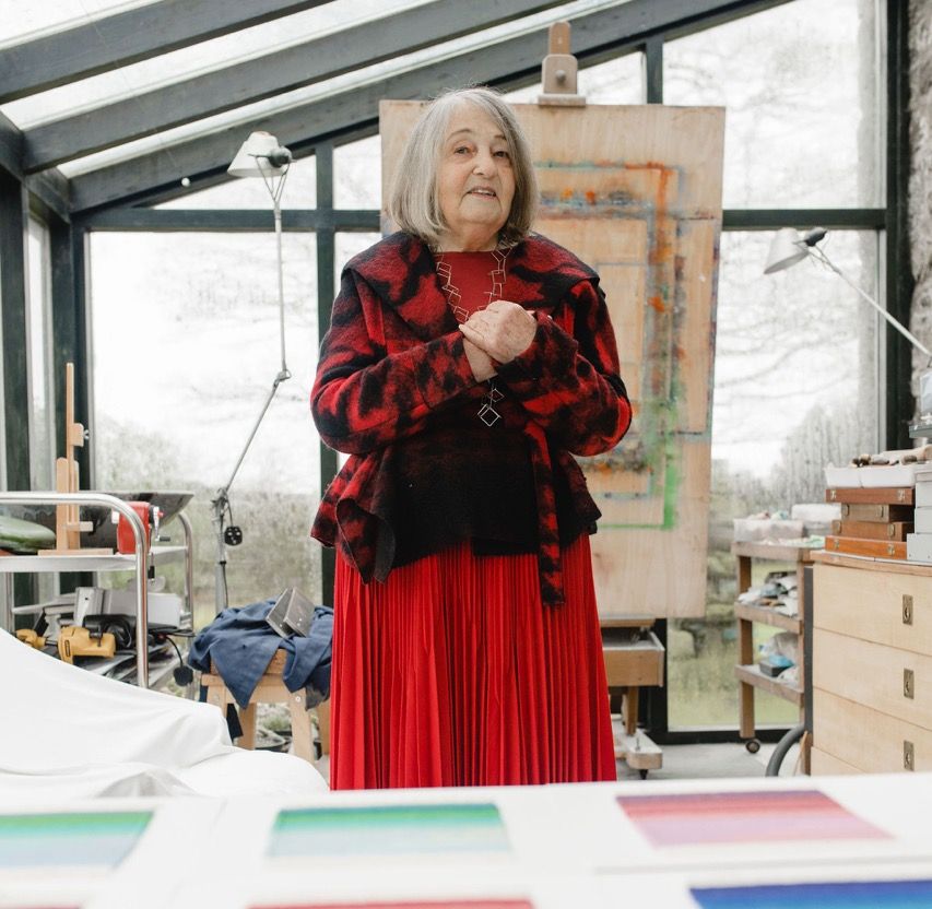 Hannah Smeds-Davies doing the IWD embrace gesture at Maiden Bridge Farm. c. Christina Davies.