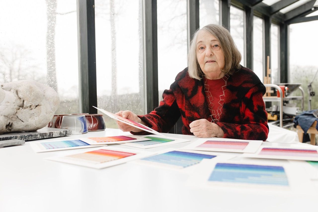 Hannah Smeds-Davies in the studio at Maiden Bridge Farm. c. Christina Davies, Fish2Photo.