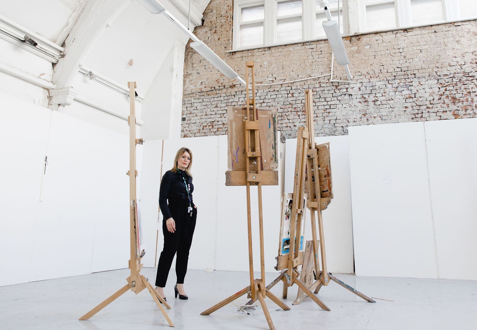 Jenna Gardner in an exhibition space at Blackburn College. Photo Christina Davies, @Fish2Photo.